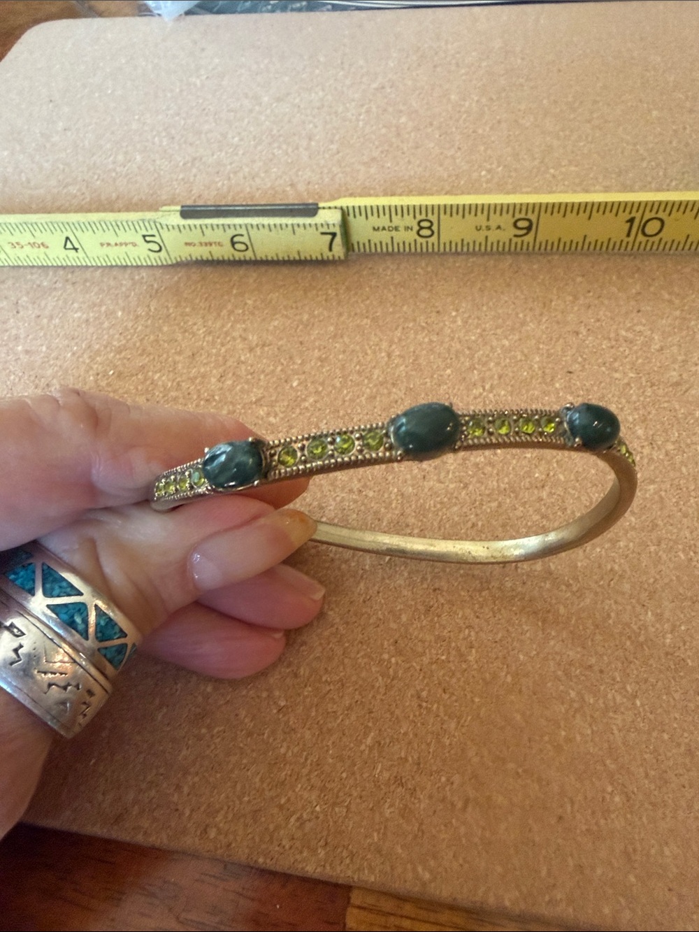 Monet Vintage dark Stone brass Bangle Bracelet